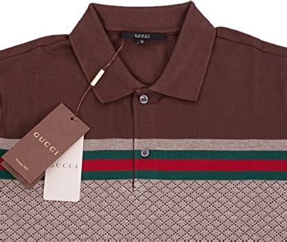 gucci polo shirt brown with diamante print|gucci shirts for men polo.